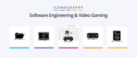Ilustración de Software Engineering And Video Gaming Glyph 5 Icon Pack Including game. console. software. online. internet. Creative Icons Design - Imagen libre de derechos