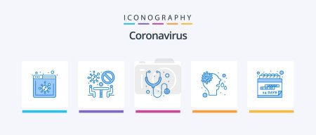 Illustration for Coronavirus Blue 5 Icon Pack Including event. virus. healthcare. runny. allergy. Creative Icons Design - Royalty Free Image