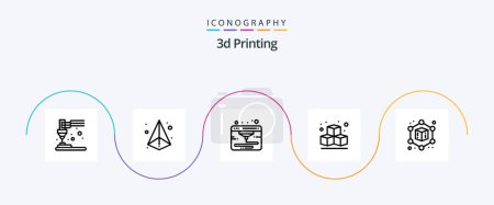 Ilustración de 3d Printing Line 5 Icon Pack Including geometric. 3d. printing. cube. d - Imagen libre de derechos
