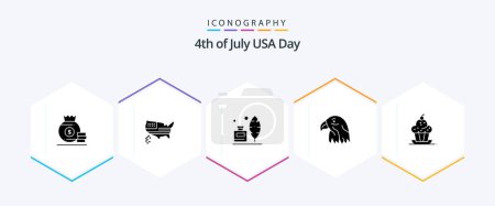 Illustration for Usa 25 Glyph icon pack including dessert. usa. adobe. eagle. animal - Royalty Free Image