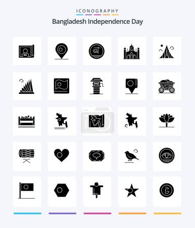 Téléchargez les illustrations : Creative Bangladesh Independence Day 25 Glyph Solid Black icon pack  Such As estate. building. bangladesh. lalbagh. bangladesh - en licence libre de droit