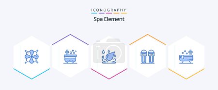 Ilustración de Spa Element 25 Blue icon pack including shower. bathroom. water drop. slipper. comfortable - Imagen libre de derechos