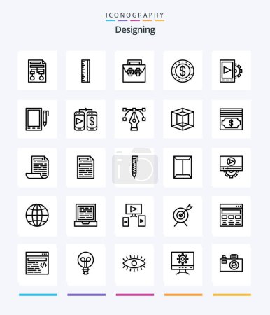 Téléchargez les illustrations : Conception créative 25 OutLine icône pack tel que le design. cash. Sac. pièce. boîte à outils - en licence libre de droit