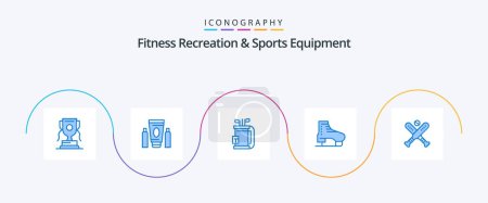 Illustration for Fitness Recreation And Sports Equipment Blue 5 Icon Pack Including skating. skate. bag. ice. stick - Royalty Free Image