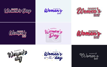 Illustration for Happy Women's Day typography design with a pastel color scheme and a geometric shape vector illustration - Royalty Free Image