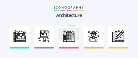 Illustration for Architecture Line 5 Icon Pack Including idea. draft. home. business. skyscraper. Creative Icons Design - Royalty Free Image