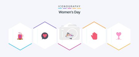 Illustration for Womens Day 25 Flat icon pack including day. women. heart. heart. card - Royalty Free Image