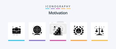 Téléchargez les illustrations : Motivation Glyph 5 Icon Pack Including . level. up. equality. balance. Creative Icons Design - en licence libre de droit