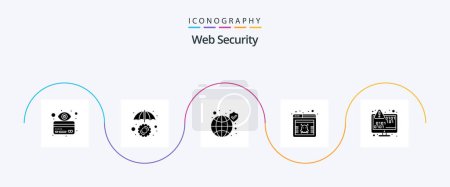 Illustration for Web Security Glyph 5 Icon Pack Including binary. web. global. virus. security - Royalty Free Image