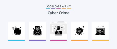 Illustration for Cyber Crime Glyph 5 Icon Pack Including device. security. detective. protect. antivirus. Creative Icons Design - Royalty Free Image