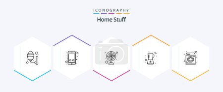 Illustration for Home Stuff 25 Line icon pack including machine. appliance. mixer. blender - Royalty Free Image