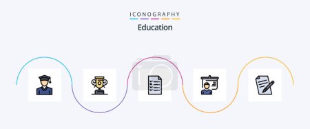 Illustration for Education Line Filled Flat 5 Icon Pack Including . pen. education. education. school - Royalty Free Image