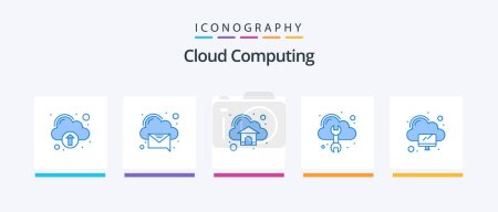 Téléchargez les illustrations : Cloud Computing Blue 5 Icon Pack Including computing. tool. android. repair. cloud. Creative Icons Design - en licence libre de droit