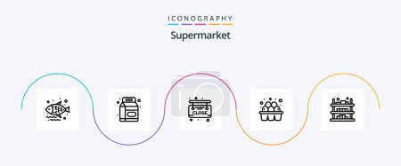 Téléchargez les illustrations : Supermarket Line 5 Icon Pack Including raft. buy. market. supermarket. eggs - en licence libre de droit