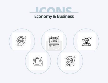 Ilustración de Paquete de iconos de línea económica y empresarial 5 Diseño de iconos. negocios. Dinero. mercado. inversión. coche - Imagen libre de derechos