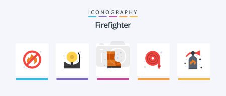 Illustration for Firefighter Flat 5 Icon Pack Including . fire. fire. extinguisher. water. Creative Icons Design - Royalty Free Image