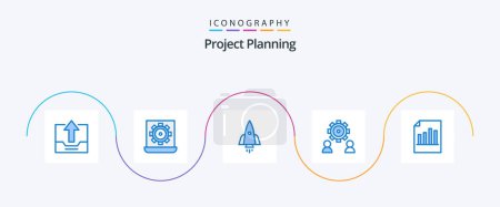Téléchargez les illustrations : Project Planing Blue 5 Icon Pack Including preference. configure. preference. travel. speedup - en licence libre de droit