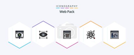 Illustration for Web Pack 25 FilledLine icon pack including . graphics. ecommerce. design. atom - Royalty Free Image