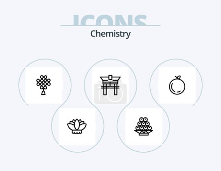 Téléchargez les illustrations : Chemistry Line Icon Pack 5 Icon Design. . Flacon. degré. chimique. molécule - en licence libre de droit
