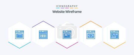 Illustration for Website Wireframe 25 Blue icon pack including . arrow. . website - Royalty Free Image