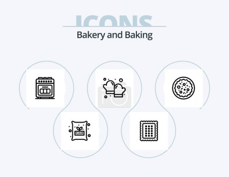 Téléchargez les illustrations : Baking Line Icon Pack 5 Icon Design. baked. food. restaurant. baking. jug - en licence libre de droit