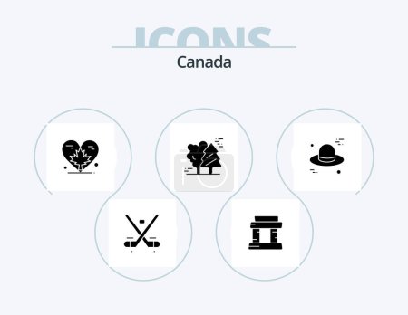 Illustration for Canada Glyph Icon Pack 5 Icon Design. scandinavia. canada. heart. arctic. leaf - Royalty Free Image