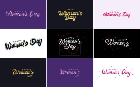 Ilustración de Set of cards with International Women's Day logo and a bright. colorful design - Imagen libre de derechos