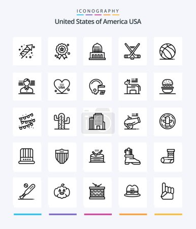 Illustration for Creative Usa 25 OutLine icon pack  Such As ball. american. building. sport. hokey - Royalty Free Image