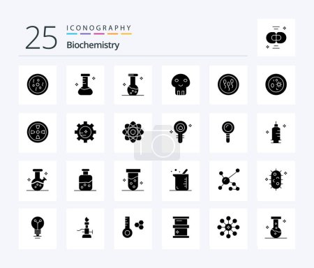Illustration for Biochemistry 25 Solid Glyph icon pack including chemistry. biochemistry. biochemistry. death. danger - Royalty Free Image
