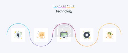 Ilustración de Technology Flat 5 Icon Pack Including . intelligence. smart tv. brain. settings - Imagen libre de derechos