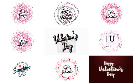 Téléchargez les illustrations : Pink October logo with hearts calligraphy lettering isolated on white - en licence libre de droit