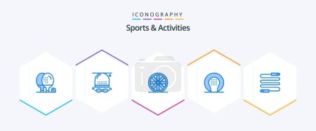 Ilustración de Sports and Activities 25 Blue icon pack including fitness. game. glasses. ball. activities - Imagen libre de derechos