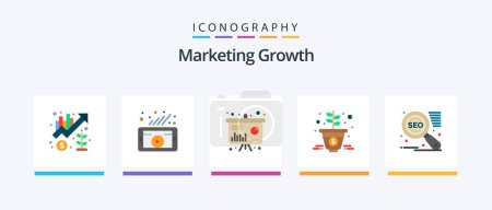 Ilustración de Marketing Growth Flat 5 Icon Pack Including search engine. marketing icon. social network. growth. information. Creative Icons Design - Imagen libre de derechos