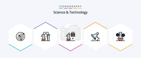 Photo for Science And Technology 25 FilledLine icon pack including lab glassware. chemical flask. science of matter. science portfolio. science education - Royalty Free Image