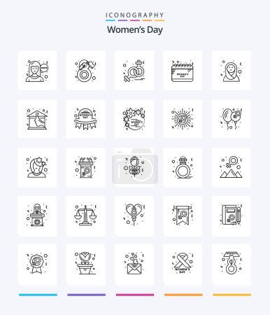 Téléchargez les illustrations : Creative Womens Day 25 OutLine icon pack  Such As islamic women. arab women. sign. celebrate. schedule - en licence libre de droit