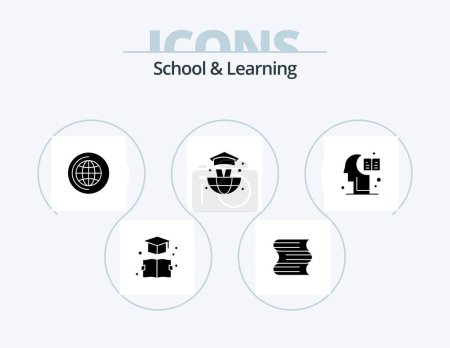 Illustration for School And Learning Glyph Icon Pack 5 Icon Design. . hemisphere. world. education. graduation - Royalty Free Image