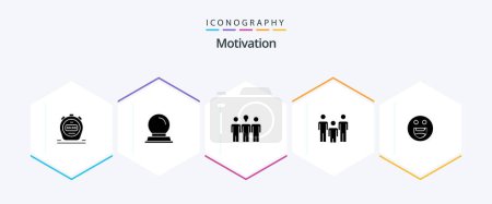 Illustration for Motivation 25 Glyph icon pack including motivation. emojis. daybed. health. couple - Royalty Free Image