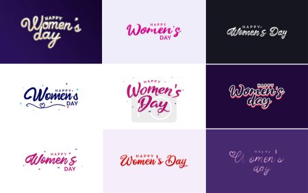 Ilustración de Set of Happy International Woman's Day signs. emblems. and design elements vector collection of signs. labels. and badges - Imagen libre de derechos