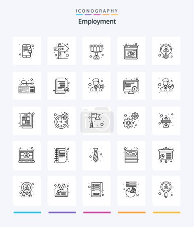 Illustration for Creative Employment 25 OutLine icon pack  Such As thinking. employee. personal skills. creative. search - Royalty Free Image