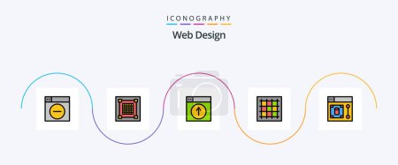 Téléchargez les illustrations : Web Design Line Filled Flat 5 Icon Pack Including area. graph. grid. grid. design - en licence libre de droit