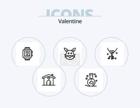 Ilustración de Valentine Line Icon Pack 5 Icon Design. Amor. Corazón. hablando. Boda. novia - Imagen libre de derechos