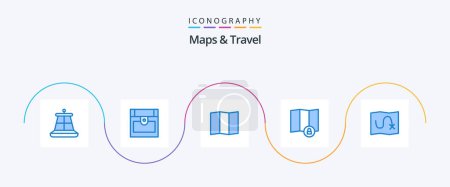 Ilustración de Mapas y Viajes Azul Paquete de 5 iconos Incluyendo. ubicación. ruta - Imagen libre de derechos
