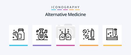 Téléchargez les illustrations : Alternative Medicine Line 5 Icon Pack Including stethoscope. doctor. medical. medicine. hospital. Creative Icons Design - en licence libre de droit