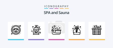 Illustration for Sauna Line 5 Icon Pack Including . stone. sauna. sauna. soap. Creative Icons Design - Royalty Free Image