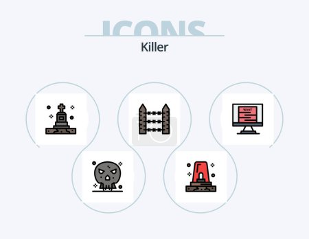Illustration for Killer Line Filled Icon Pack 5 Icon Design. death. knife. weapon. investigation. liquid - Royalty Free Image