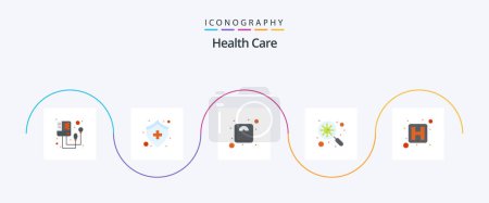 Illustration for Health Care Flat 5 Icon Pack Including hospital sign. diet. virus. bacteria - Royalty Free Image