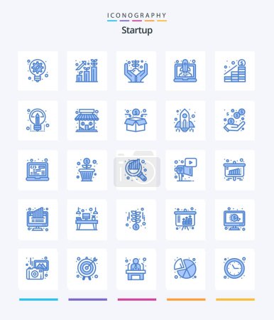 Ilustración de Creativo Startup 25 Azul icono paquete Tal como aumento. startup. crecimiento. Acelera. impulso - Imagen libre de derechos