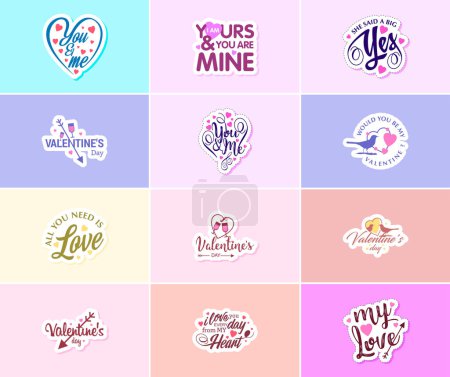 Téléchargez les illustrations : Valentine's Day: A Time for Love and Beautiful Visual Stickers - en licence libre de droit