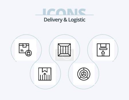 Ilustración de Entrega y Logistic Line Icon Pack 5 Icon Design. Logística. entrega. paquete. envío. frágil - Imagen libre de derechos