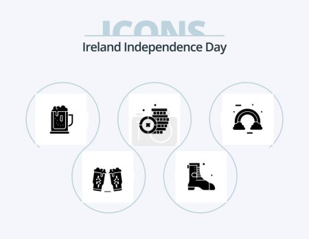 Téléchargez les illustrations : Ireland Independence Day Glyph Icon Pack 5 Icon Design. cloud. money. alcoholparty. ireland. jar - en licence libre de droit